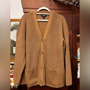 Ladies Lands’ End camel cardigan sweater XL